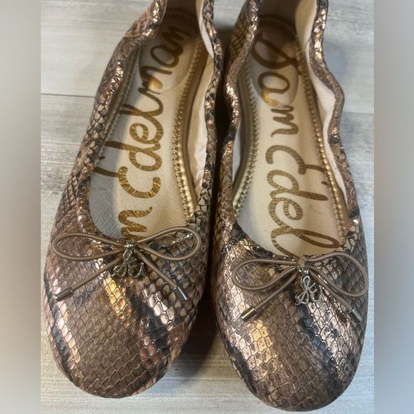 Sam Edelman Shoes - Sam Edelman Flat Shoes Metallic Snakeskin Print Size 7.5 Style “Felicia”